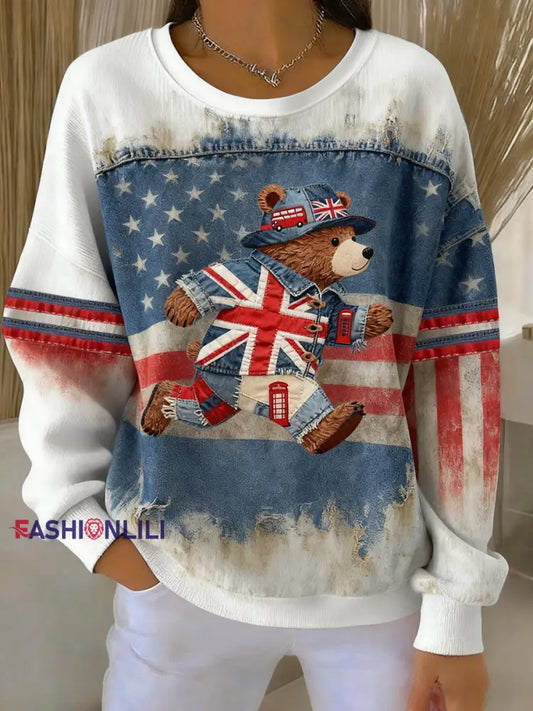 Women’s British Style Printed Casual Sweatshirt A / S