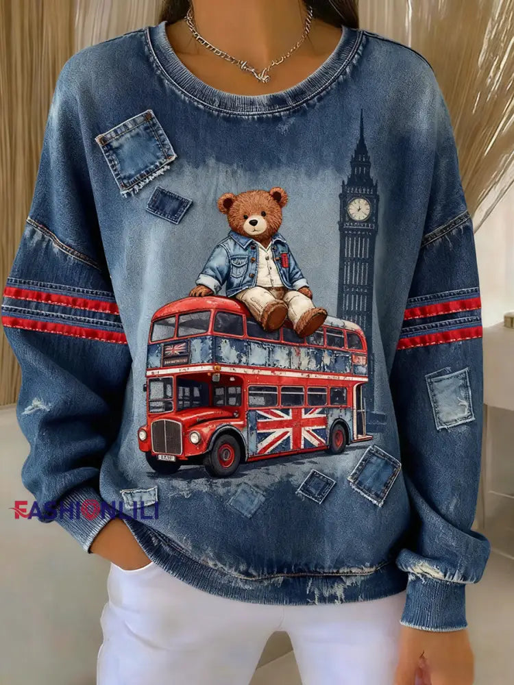 Women’s British Style Printed Casual Sweatshirt A / S