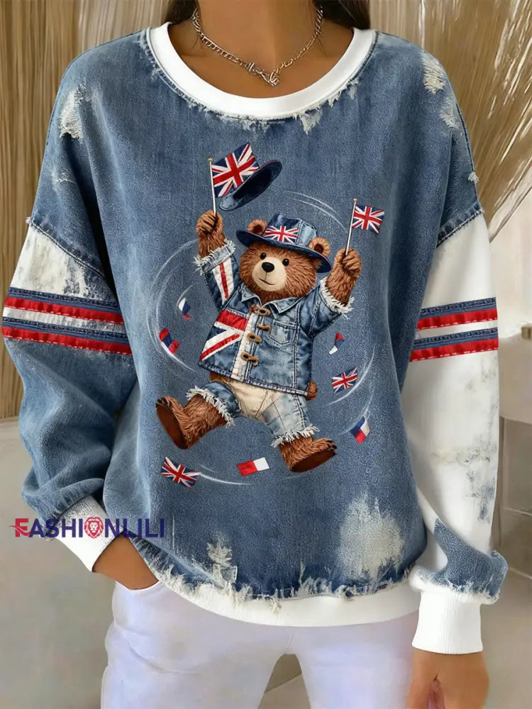 Women’s British Style Printed Casual Sweatshirt A / S