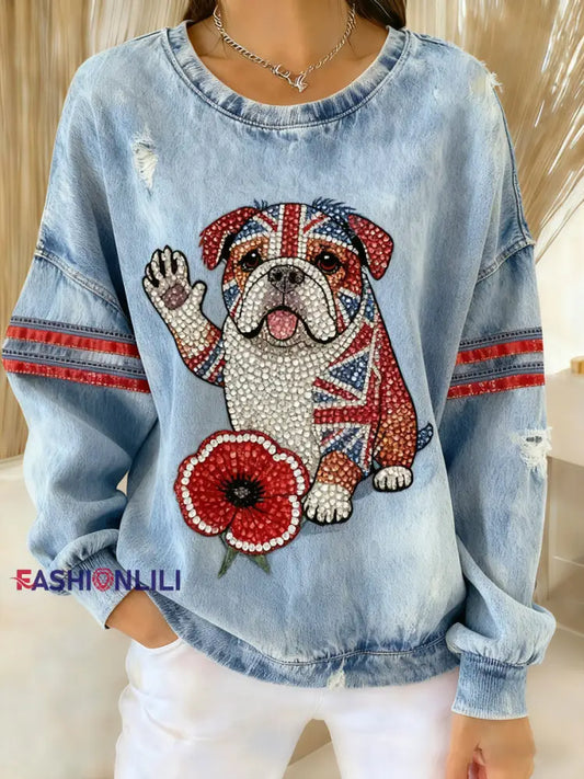 Women’s British Style Printed Casual Sweatshirt A / S
