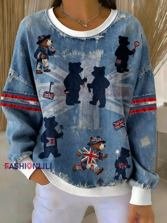 Women’s British Style Printed Casual Sweatshirt A / S