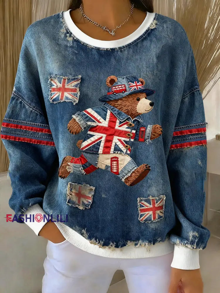 Women’s British Style Printed Casual Sweatshirt A / S