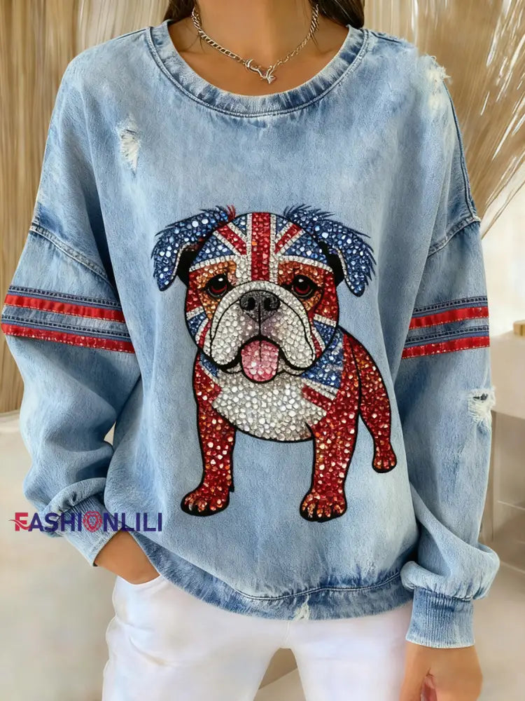 Women’s British Style Printed Casual Sweatshirt A / S
