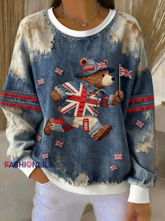 Women’s British Style Printed Casual Sweatshirt A / S
