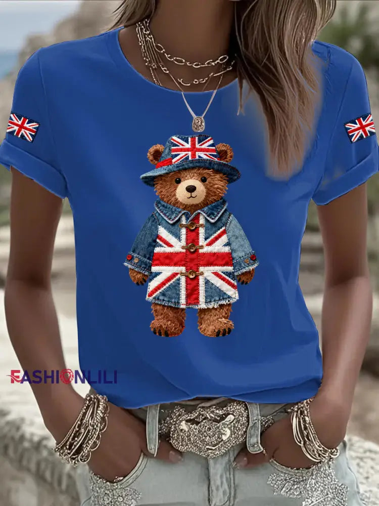 Women’s British style Printed T-shirt Blue / S
