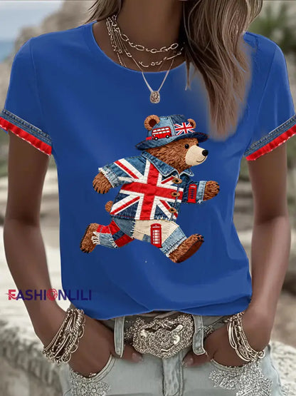 Women’s British style Printed T-shirt Blue / S
