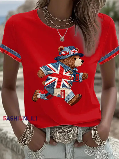 Women’s British style Printed T-shirt Red / S