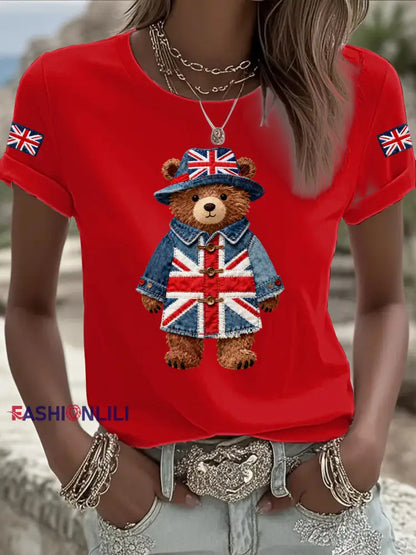 Women’s British style Printed T-shirt Red / S