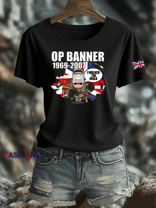 Women’s British Veteran Iron On Short Sleeve T Shirt Black / S
