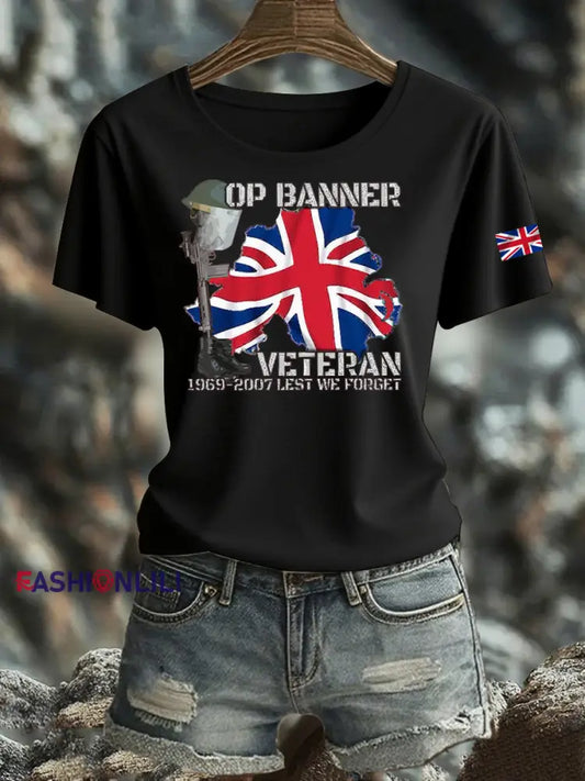 Women’s British Veteran Iron On Short Sleeve T Shirt Black / S