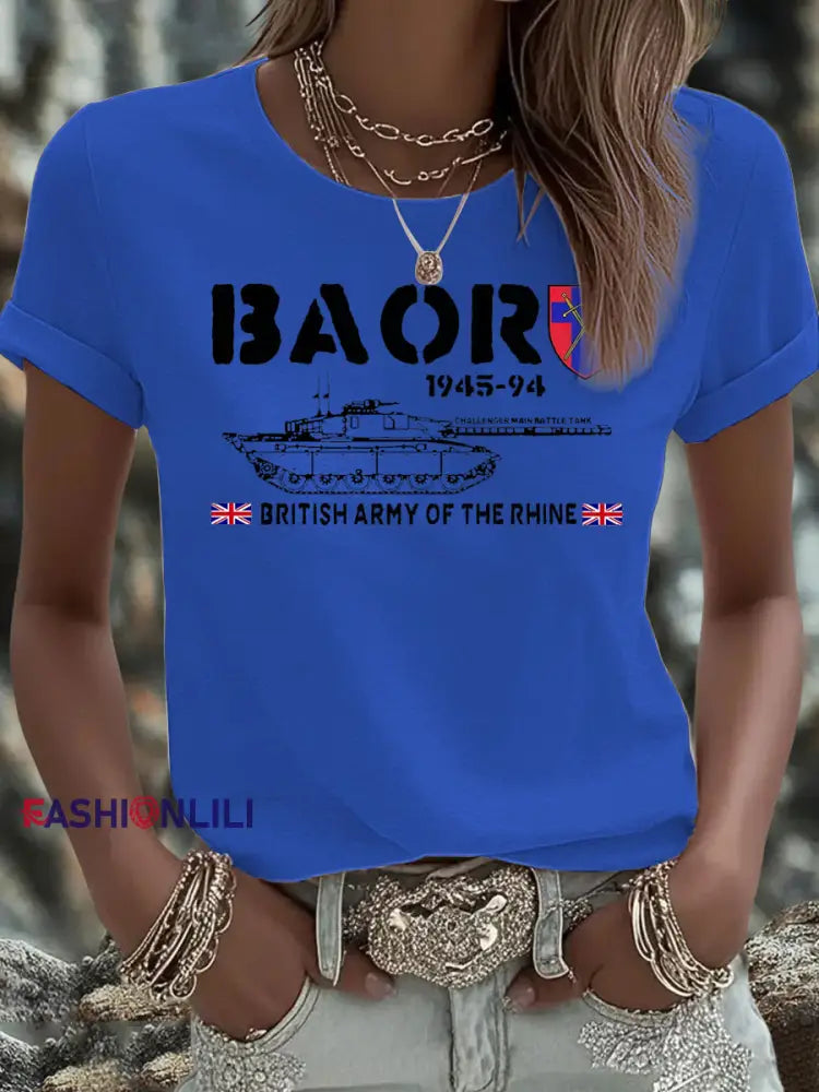 Women’s British Veteran Iron On Short Sleeve T Shirt Blue / S
