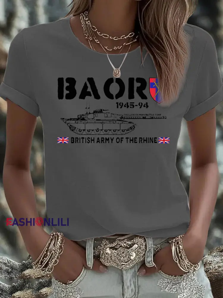 Women’s British Veteran Iron On Short Sleeve T Shirt Dark Gray / S