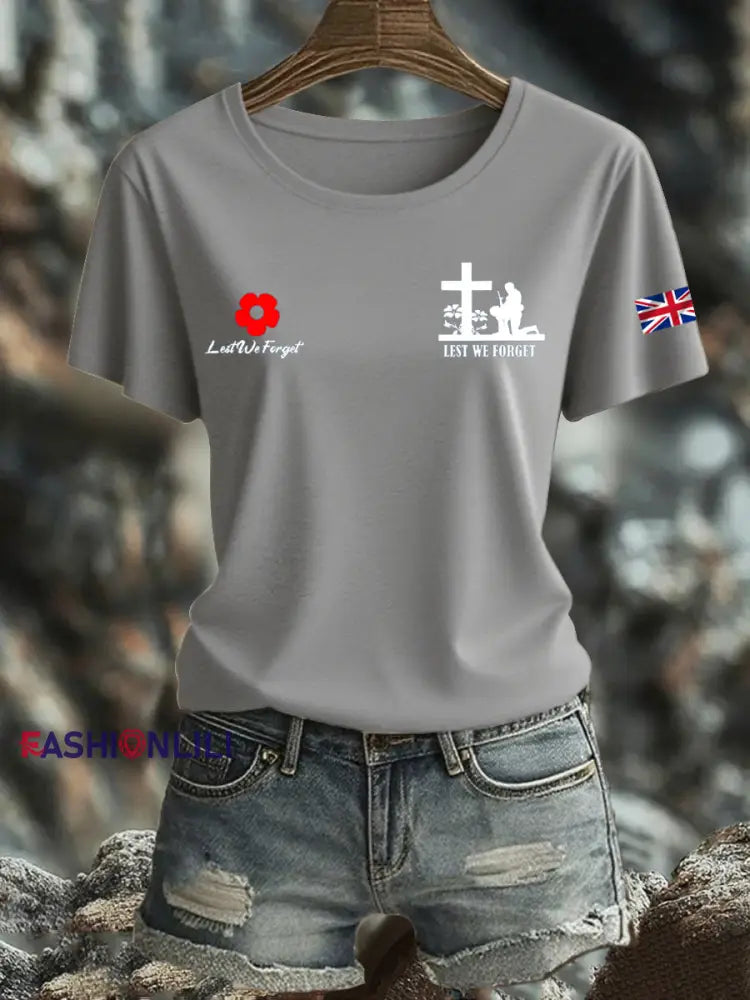 Women’s British Veteran Iron On Short Sleeve T Shirt Light Gray / S