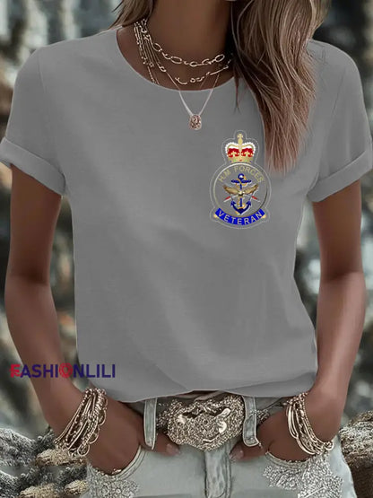 Women’s British Veteran Iron On Short Sleeve T Shirt Light Gray / S