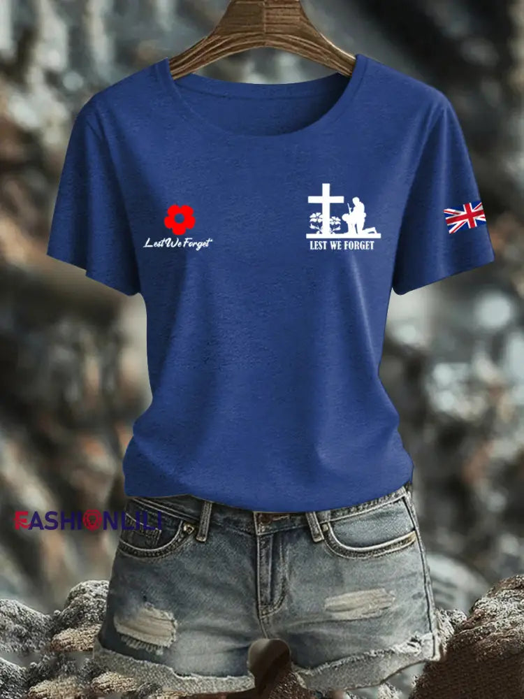 Women’s British Veteran Iron On Short Sleeve T Shirt Navy Blue / S