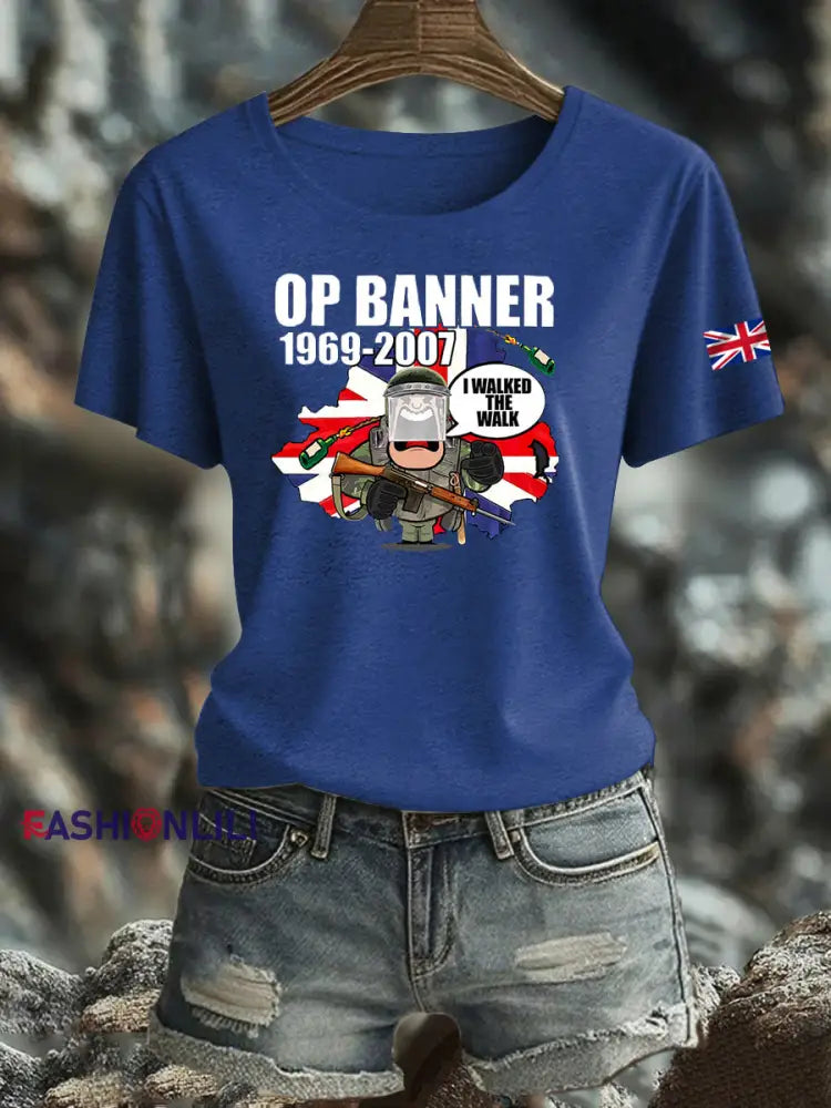 Women’s British Veteran Iron On Short Sleeve T Shirt Navy Blue / S