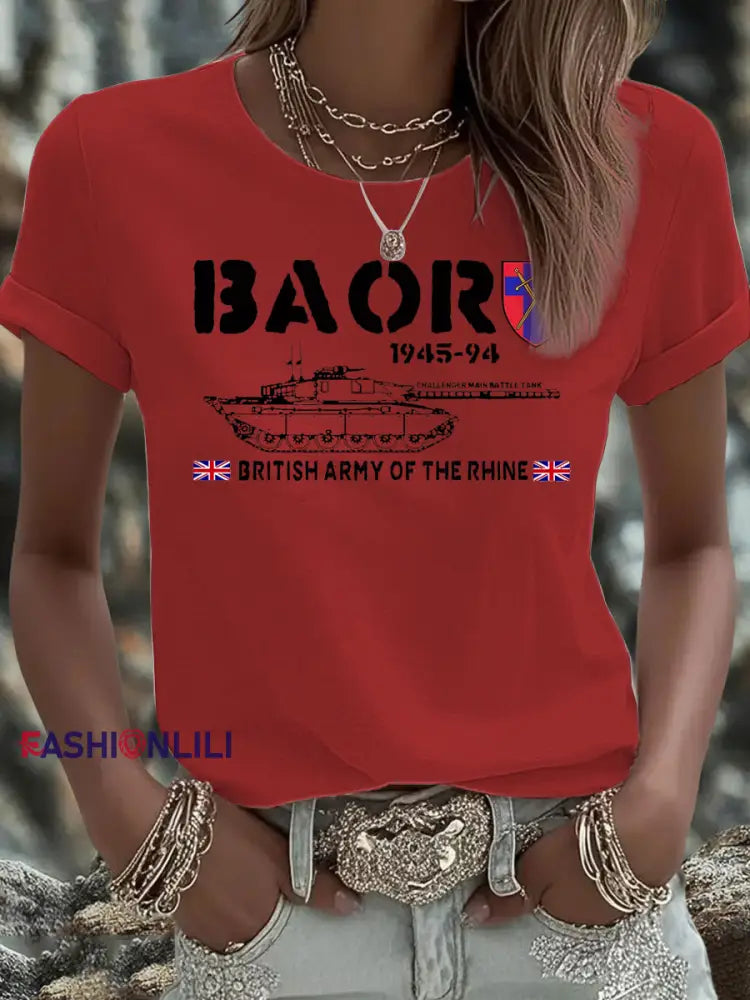 Women’s British Veteran Iron On Short Sleeve T Shirt Red / S