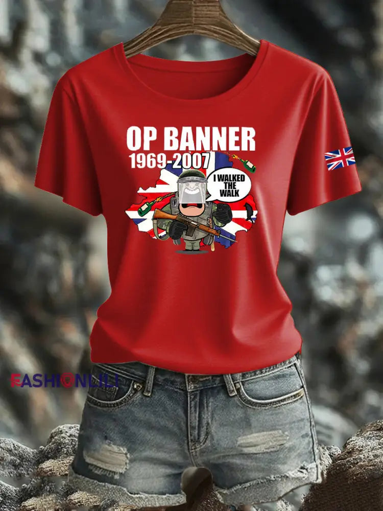 Women’s British Veteran Iron On Short Sleeve T Shirt Red / S