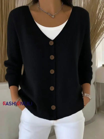 Women’s Casual Button Cardigan Black / S