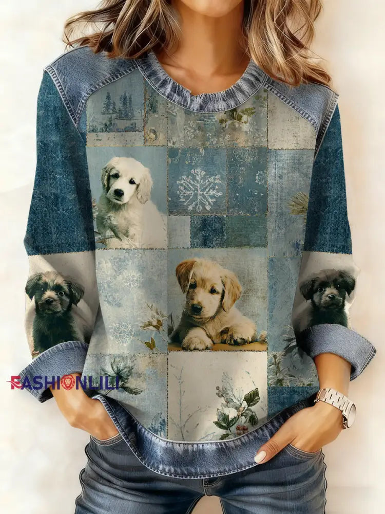 Women’s Casual Patchwork Animal Print Hooded Sweatshirt As picture / S