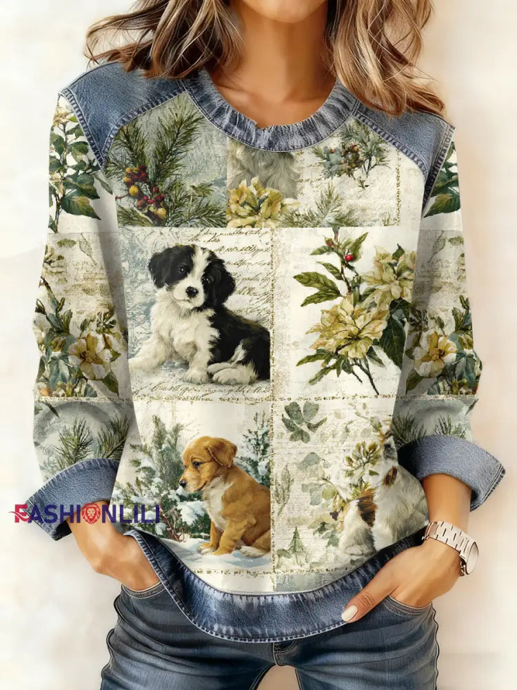 Women’s Casual Patchwork Animal Print Hooded Sweatshirt As picture / S