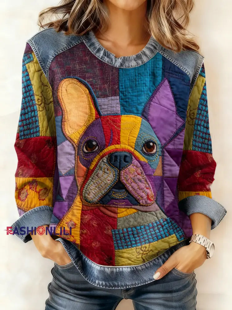 Women’s Casual Patchwork Animal Print Hooded Sweatshirt As picture / S