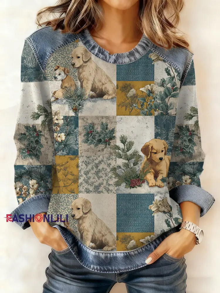 Women’s Casual Patchwork Animal Print Hooded Sweatshirt As picture / S