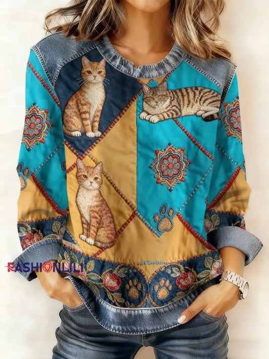 Women’s Casual Patchwork Animal Print Hooded Sweatshirt As picture / S
