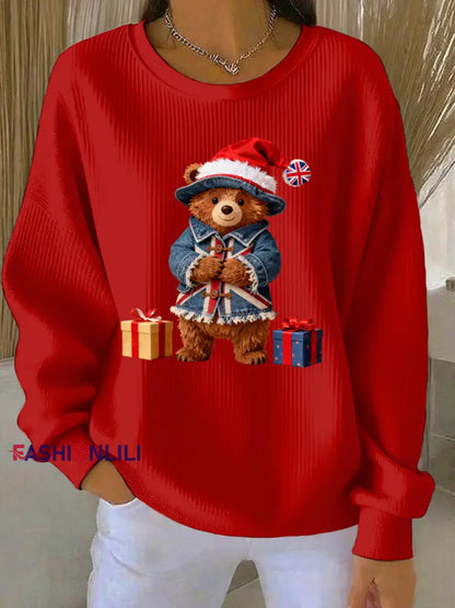 Women’s Christmas British Style Print Casual Sweatshirt Red / S