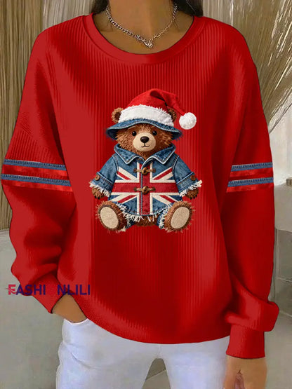 Women’s Christmas British Style Print Casual Sweatshirt Red / S