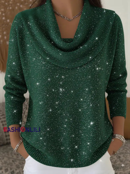 Women’s Christmas Turtleneck Casual Tops Dark Green / S