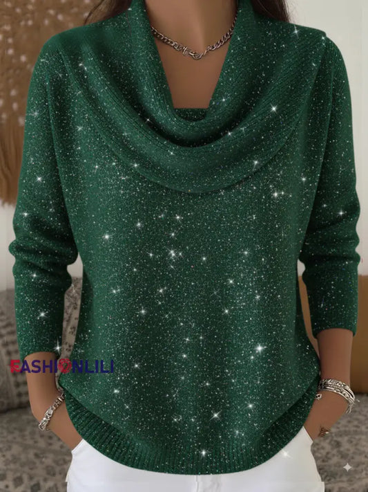 Women’s Christmas Turtleneck Casual Tops Dark Green / S