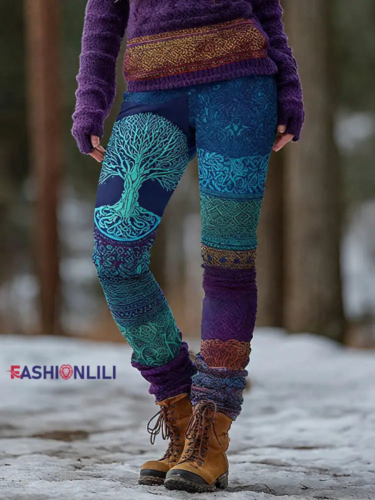 Women’s Clothing Viking Tree of Life Leggings As picture / S