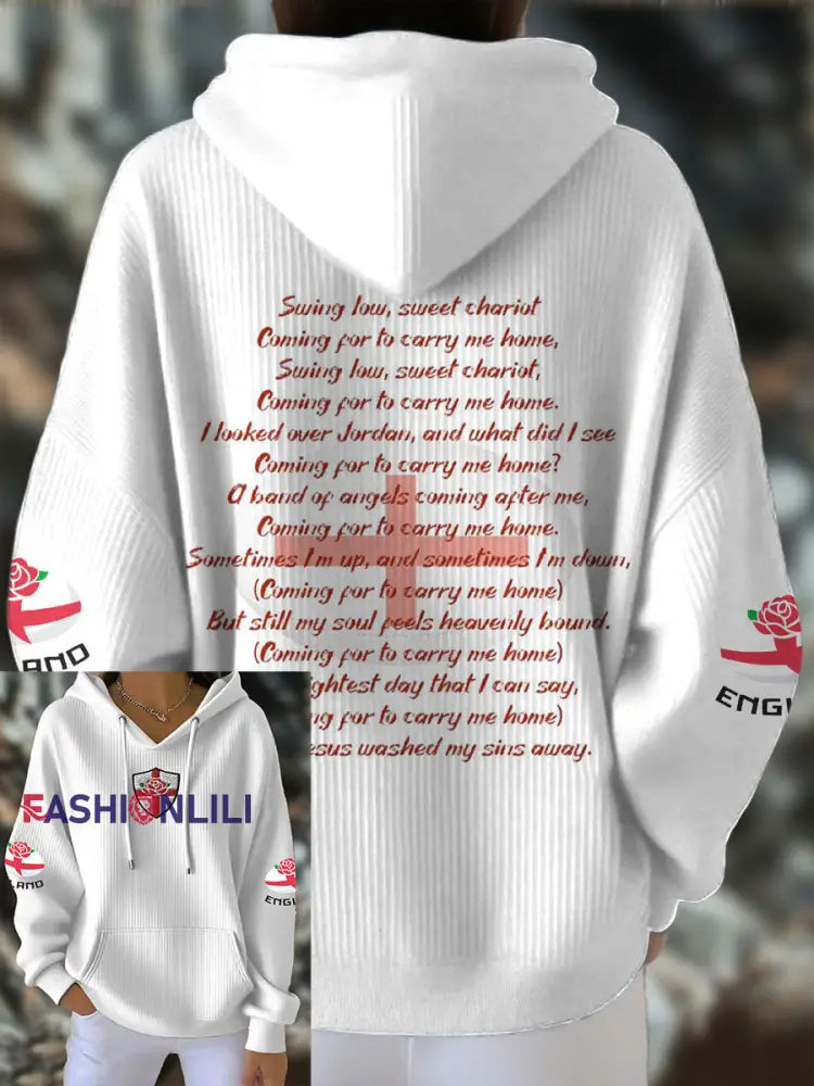 Women’s England Rugby Lover Printed Hoodie White / S