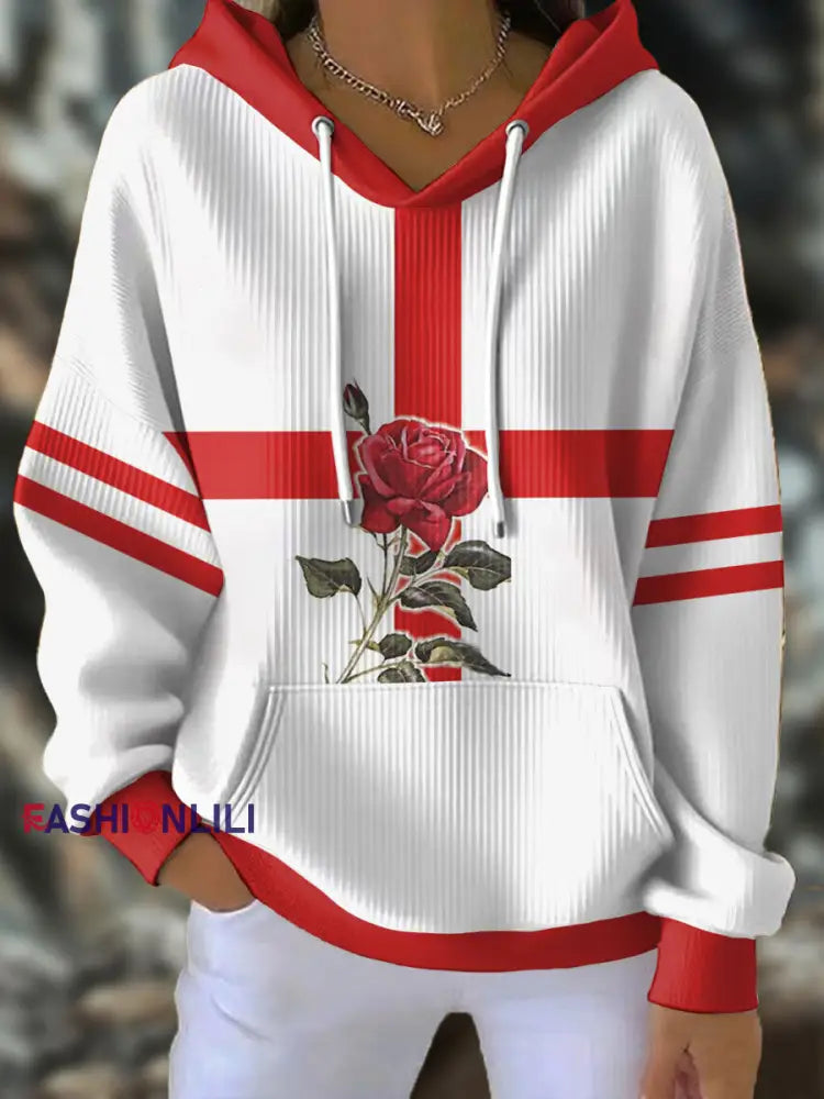 Women’s England Rugby Lover Printed Hoodie White / S