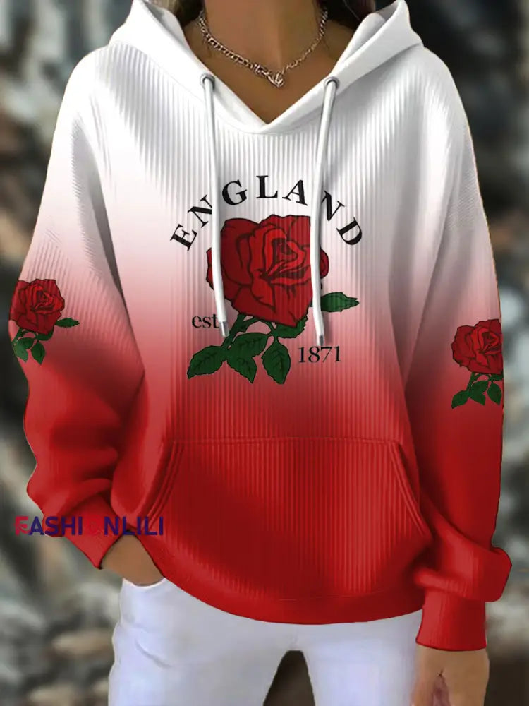 Women’s England Rugby Lover Printed Hoodie White / S