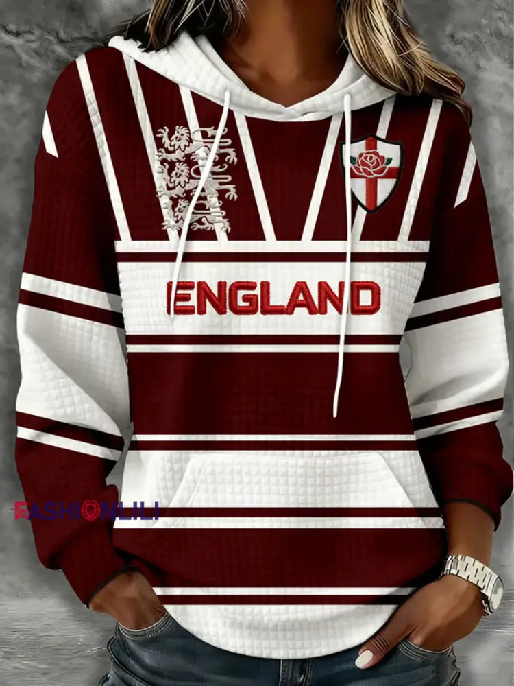 Women’s England Rugby Lover Printed large-sized hooded sweatshirt As picture / S