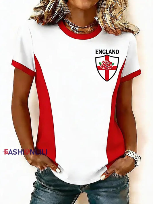 Women’s England Rugby Lover Printed short-sleeved T-shirt As picture / S