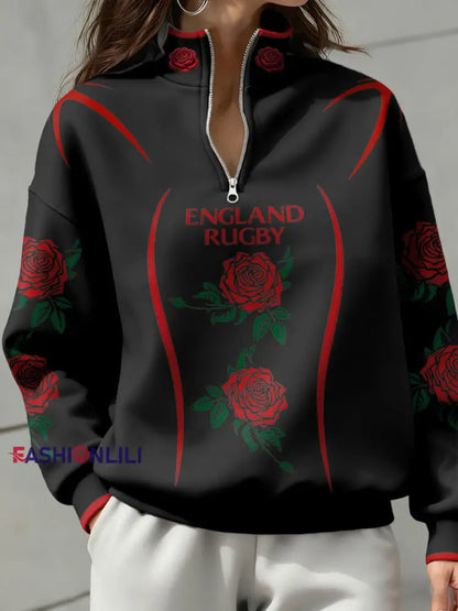 Women’s England Rugby Lover Printed Sweatshirt Black / S
