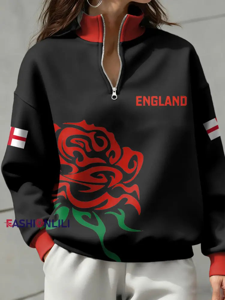 Women’s England Rugby Lover Printed Sweatshirt Black / S
