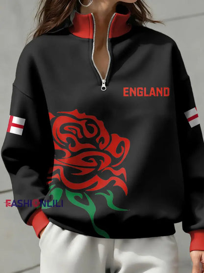 Women’s England Rugby Lover Printed Sweatshirt Black / S
