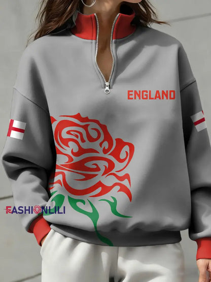 Women’s England Rugby Lover Printed Sweatshirt Light Gray / S
