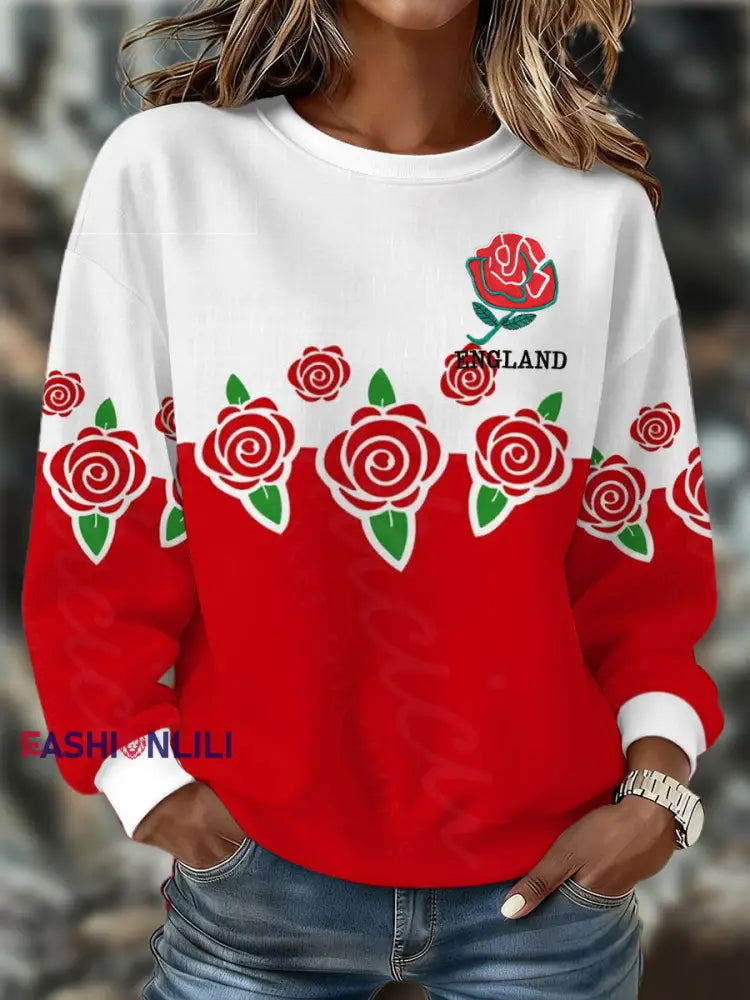 Women’s England Rugby Lover Printed Sweatshirt White / S
