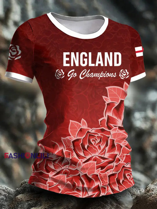 Women’s England Rugby Lover Printed T-shirt Red / S