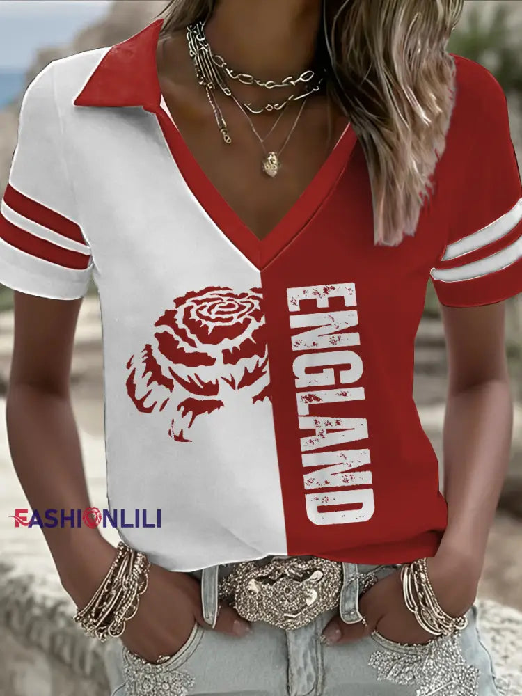 Women’s England Rugby Lover Printed Tops White / S