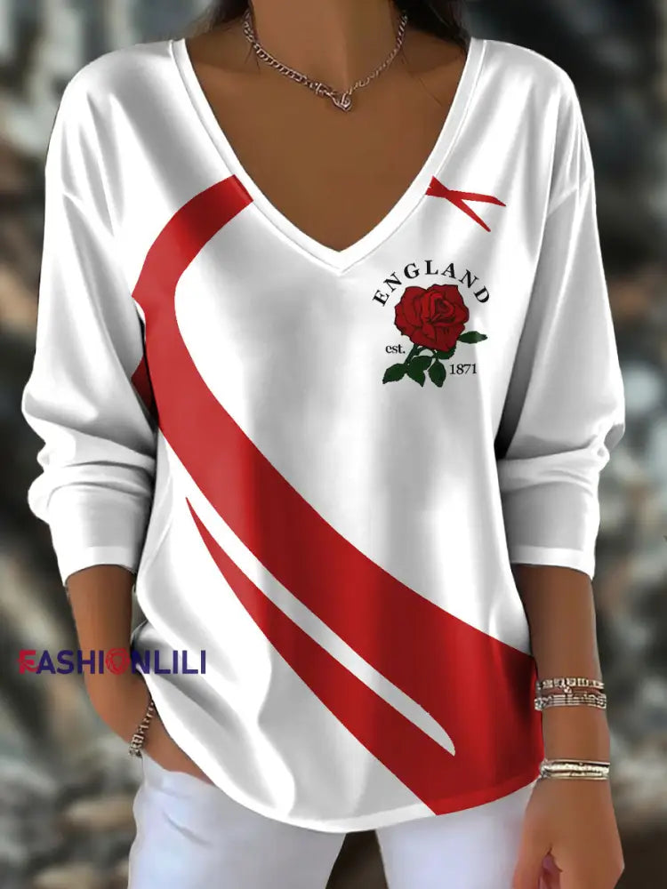Women’s England Rugby Lover Printed Tops White / S
