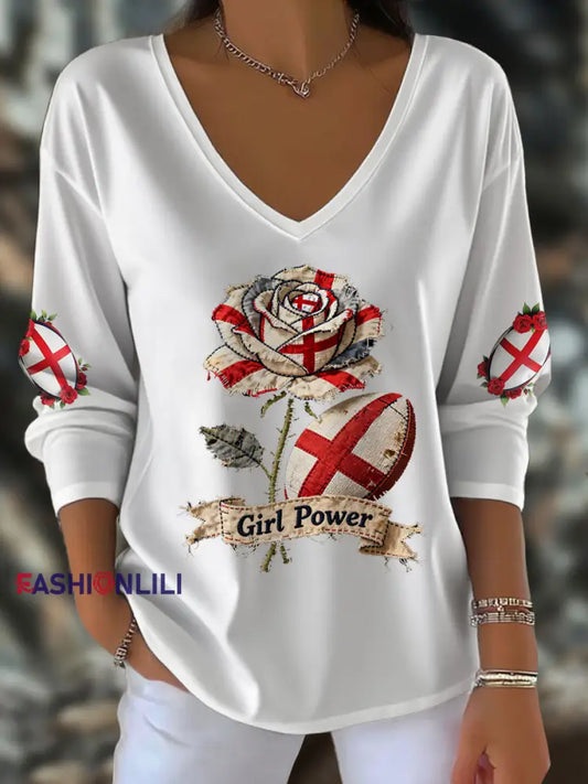 Women’s England Rugby Lover Printed Tops White / S