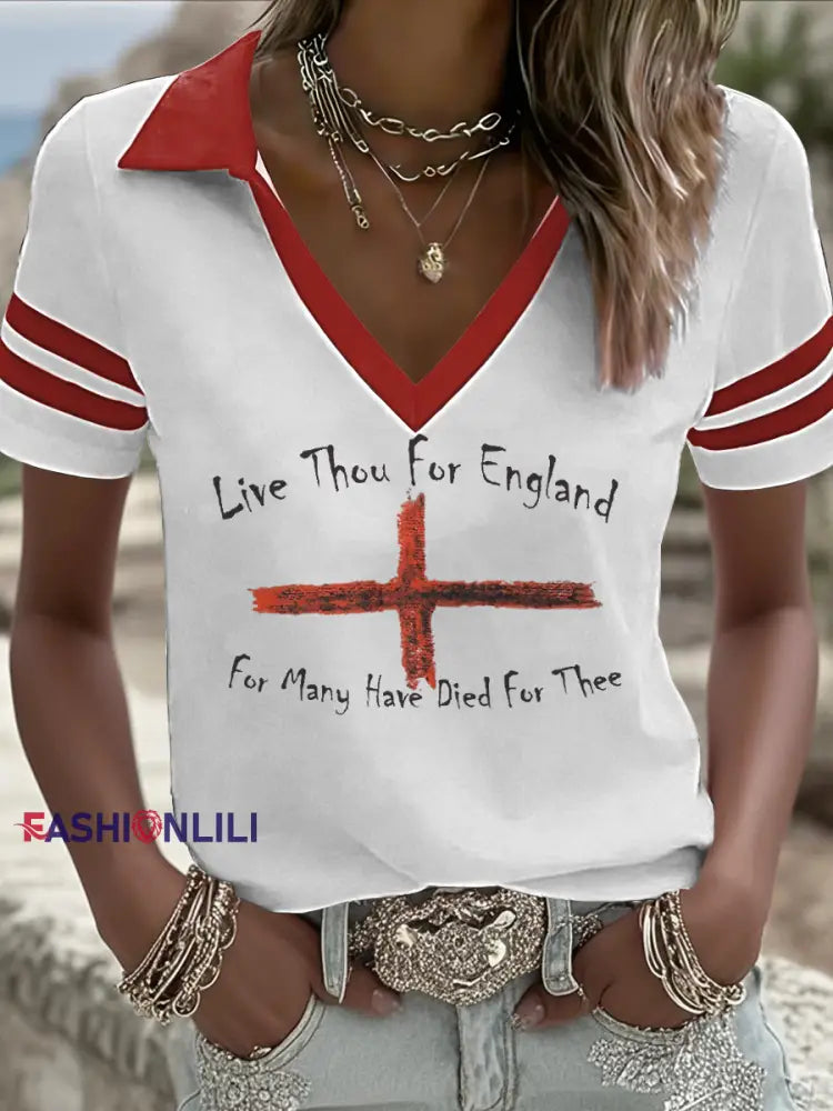 Women’s England Rugby Lover Printed Tops White / S