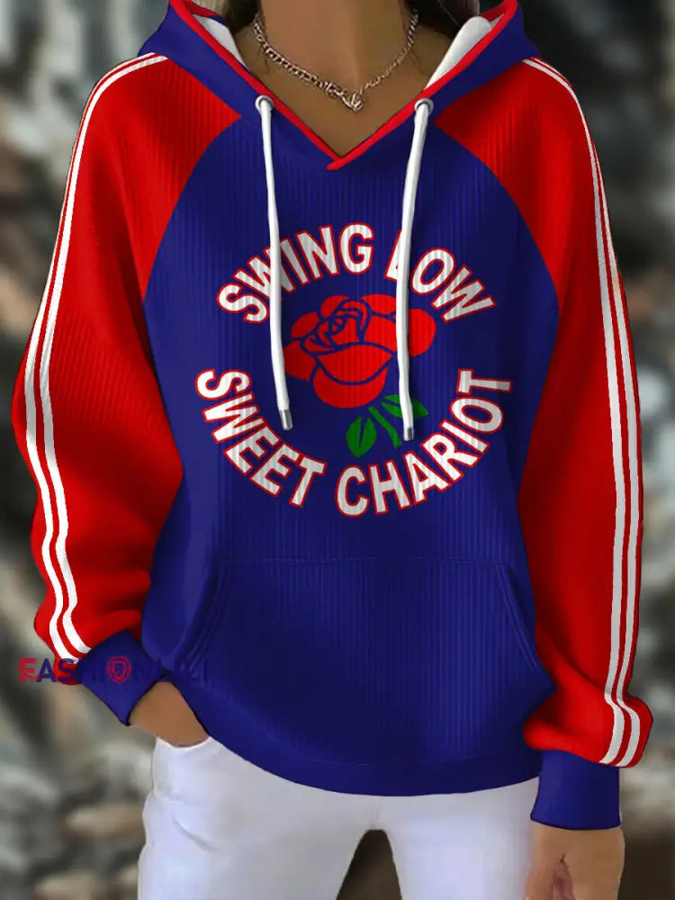 Women’s England Rugby Lover Rose Art Printed Hoodie Blue / S