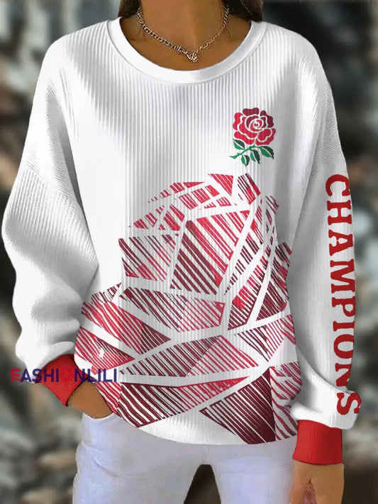 Women’s England Rugby Lover Roses Printed Sweatshirt White / S